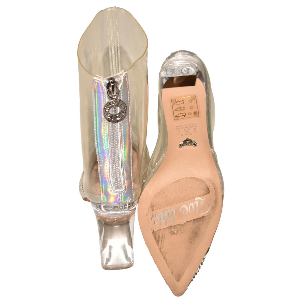 DISNEY X ALDO $150 Cinderella Strike Twelve Clear Rhinestone Bootie‎ Size 8.5 - Picture 6 of 9